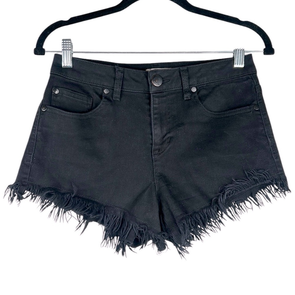 Elan Black Summer Spring Festival Vacation Boho Cut Off Jean Shorts Size Small